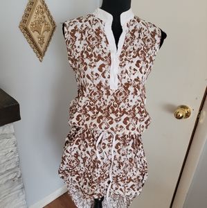 Yago Brown and white high low dress. Sz S